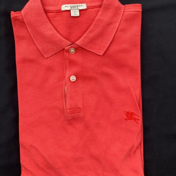 Burberry Brit Men Short Sleeve Shirt Nova Check Red Cotton Pique Polo - Picture 12 of 16